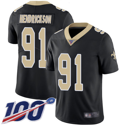 Men New Orleans Saints Limited Black Trey Hendrickson Home Jersey NFL Football #91 100th Season Vapor Untouchable Jersey->new orleans saints->NFL Jersey